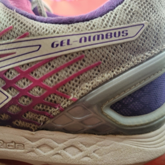 Asics Gel Nimbus Womens Running Shoes Size 9 Gray Pink Athletic Sneakers T557N - Picture 7 of 9